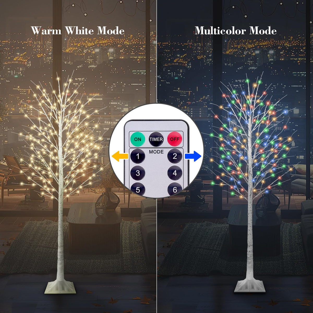 8FT Lighted Birch Tree with 210 LEDs D63312