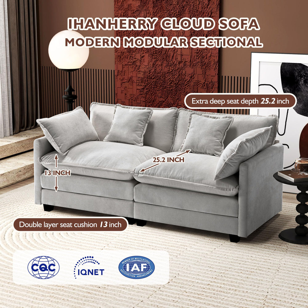 77 Inch Grey Chenille Loveseat H71046