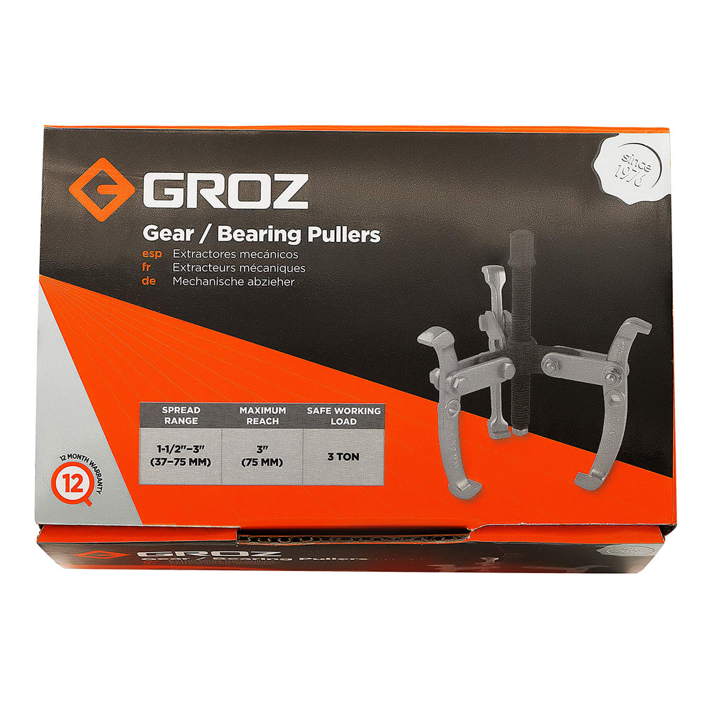 3-Jaw Gear Puller, 3 Inch Max Reach, 3-Ton Safe Working Load C8072